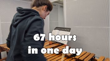 Woman plays marimba with 