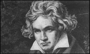 Black and white painting of Beethoven