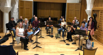 String ensemble poses in Barrett Hall