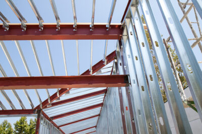 Construction beams of a building in progress