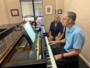 Erik takes a piano lesson with Elizabeth Babor